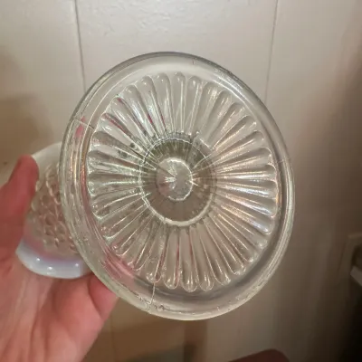 White Opalescent Glass Vase & Ruffled Bowls – 3-Piece Lot