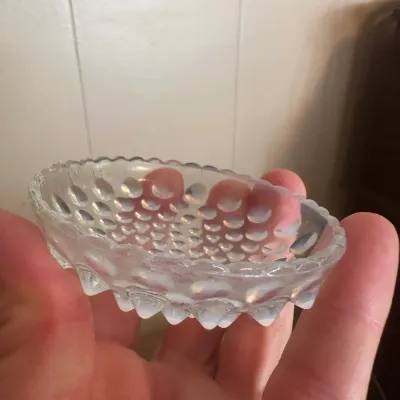 White Opalescent Hobnail Glass Miniatures – 3-Piece Lot