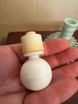 White Opalescent Hobnail Glass Perfume Bottle with Stopper