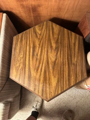 Vintage Octagonal Wood Cabinet End Table with Storage #2 (A Den)
