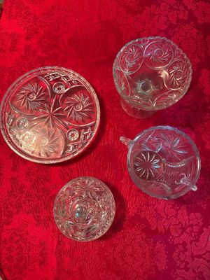 4 Piece Vintage Anchor Hocking Star of David Dishes (DR)