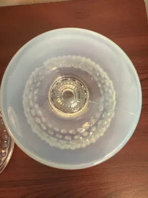 Vintage Fenton French Opalescent Hobnail Footed Covered Candy Jar Urn with Lid