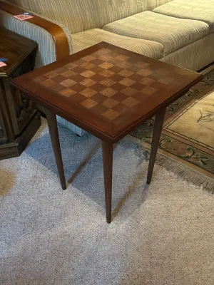 Wood Checkerboard Game Table – 20" Square, Tapered Legs (A Den)