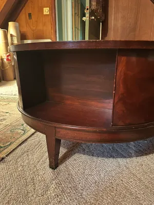 Vintage Revolving Drum Library Coffee Table with Leather Top (A Den)