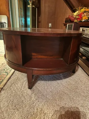 Vintage Revolving Drum Library Coffee Table with Leather Top (A Den)