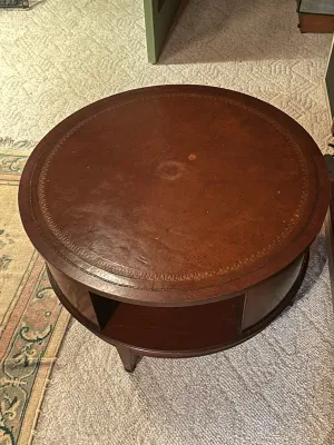 Vintage Revolving Drum Library Coffee Table with Leather Top (A Den)