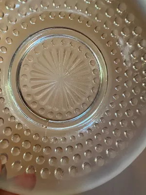 White Opalescent Hobnail Glass Saucers – Set of 6
