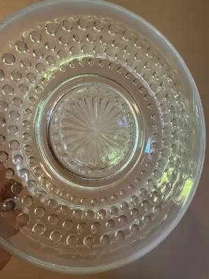 White Opalescent Hobnail Glass Saucers – Set of 6