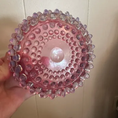 White Opalescent & Pink Hobnail Glass Bowls and Toothpick Holder – 3-Piece Lot