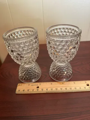Pair of Clear Hobnail Glass Double Egg Cups.