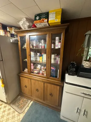 Vintage Multi-Piece Traditional Wood China Cabinet Hutch with Glass Display Doors