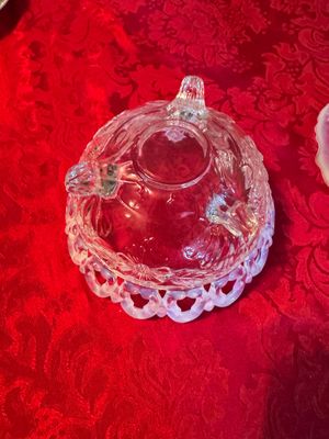 Vintage Clear Glass Footed Dishes With Opalescent Rims (DR)