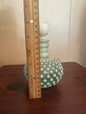 White Opalescent Hobnail Glass Perfume Bottle with Stopper