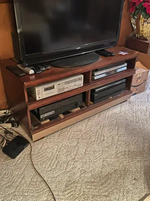 Wood-Look TV Stand and Media Console with Open Shelving (A Den)
