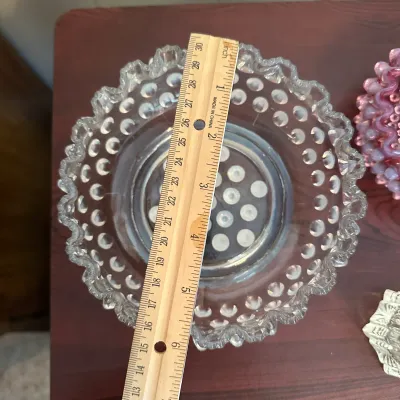 White Opalescent & Pink Hobnail Glass Bowls and Toothpick Holder – 3-Piece Lot