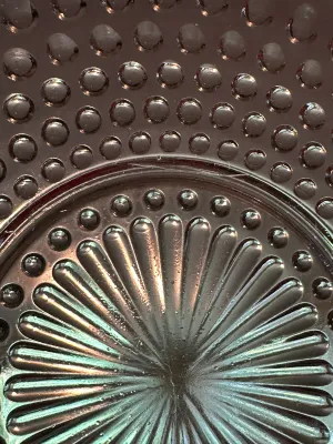 White Opalescent Hobnail Glass Plates – Set of 6