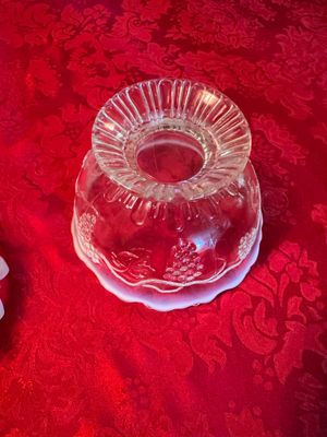 Vintage Clear Glass Footed Dishes With Opalescent Rims (DR)