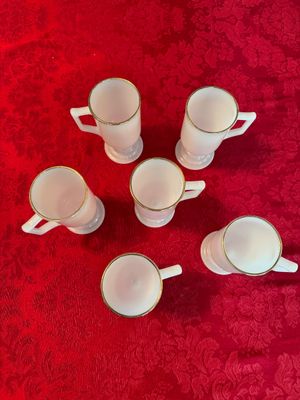 Vintage White Milk Glass Pedestal Coffee or Irish Coffee Mugs- (DR)