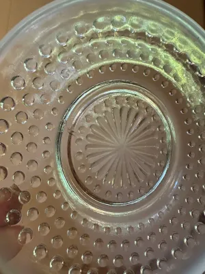 White Opalescent Hobnail Glass Saucers – Set of 6