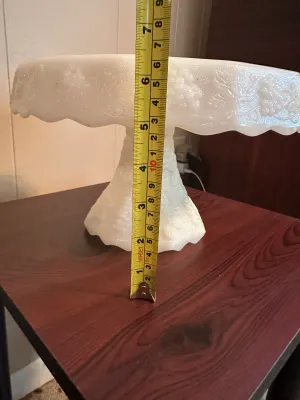 White Milk Glass Pedestal Cake Stand with Grape & Vine Design