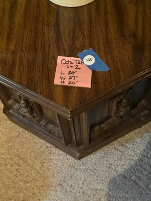 Vintage Octagonal Wood Cabinet End Table with Storage #1 (A Den)