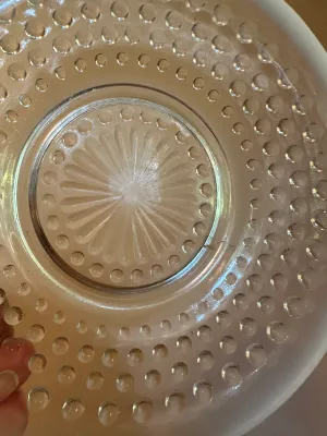 White Opalescent Hobnail Glass Saucers – Set of 6