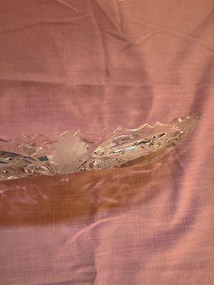 Etched / Cut Glass Oval Relish Dish- (DR)