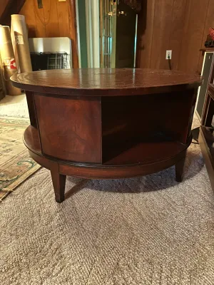 Vintage Revolving Drum Library Coffee Table with Leather Top (A Den)