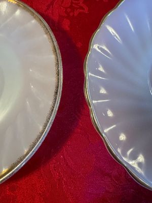 Set of 8 Fire-King Milk Glass Mugs & Saucers with Cream & Sugar
