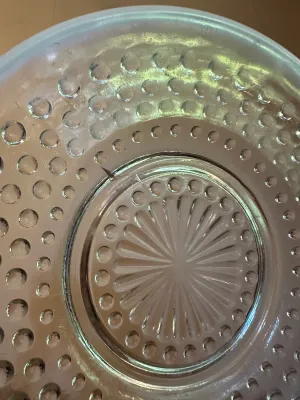 White Opalescent Hobnail Glass Saucers – Set of 6