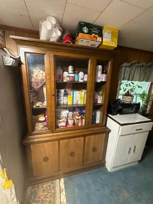 Vintage Multi-Piece Traditional Wood China Cabinet Hutch with Glass Display Doors