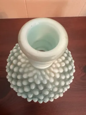 White Opalescent Hobnail Glass Perfume Bottle with Stopper