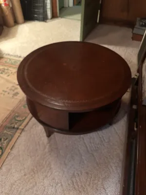 Vintage Revolving Drum Library Coffee Table with Leather Top (A Den)