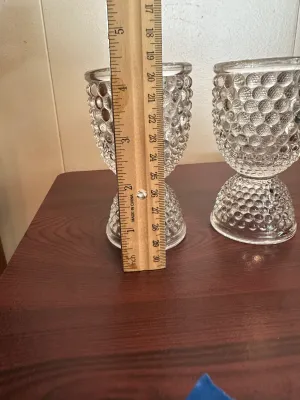 Pair of Clear Hobnail Glass Double Egg Cups.