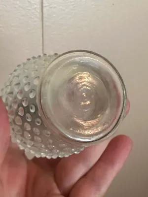 White Opalescent Hobnail Glass Perfume Bottles with Stoppers – Pair