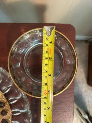 Gold-Decorated Glass Serving Plate & Small Bowl – 2 Pieces