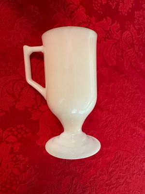 Vintage White Milk Glass Pedestal Coffee or Irish Coffee Mugs- (DR)
