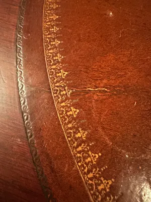 Vintage Revolving Drum Library Coffee Table with Leather Top (A Den)