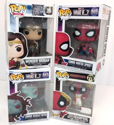 Funko Pop! NIB Wonder Woman, Zombie Spidey, Deadpool, Witch