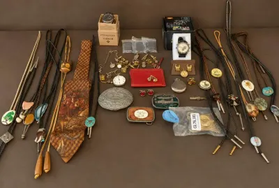 MEN'S BOLERO TIES, WATCHES AND BELT BUCKLES 