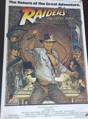 Raiders of the lost ark movie poster on silk