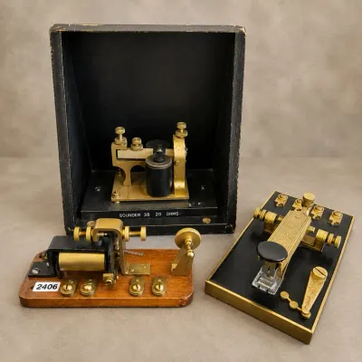 TWO ANTIQUE MORSE CODE TELEGRAPH RELAY OR SOUNDER 