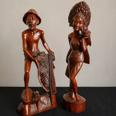 HAND CARVED WOODEN STATUES FROM BALI