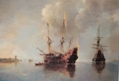 Two ships at anchor canvas print by andries van eertvelt