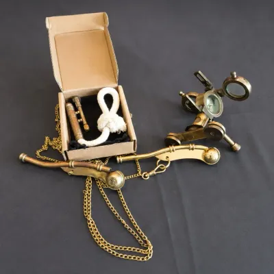 NAUTICAL BINOCULARS, WHISTLES AND LIGHTER