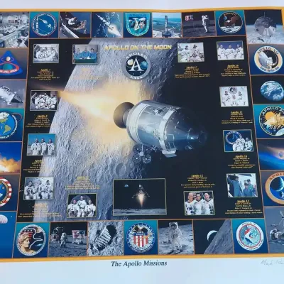 The apollo missions poster signed mark karvon