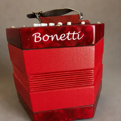 RED PEARL CELLULOID BONETTI CONCERTINA ACCORDION 