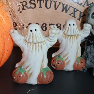 LOT 142: Vintage William Fuld Parker Bros Ouija Board, Fiber Optic Pumpkin, The Craghold Crypt by Edwina Noone & More