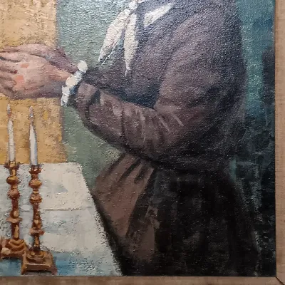 LOT 23: Breslav Signed Oil Painting of a Woman Praying
