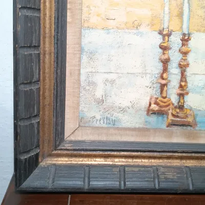 LOT 23: Breslav Signed Oil Painting of a Woman Praying